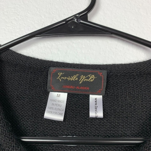 Invisible World Double Button Juneau AK Sweater Cardigan Alpaca Wool Medium Peru - Picture 3 of 5